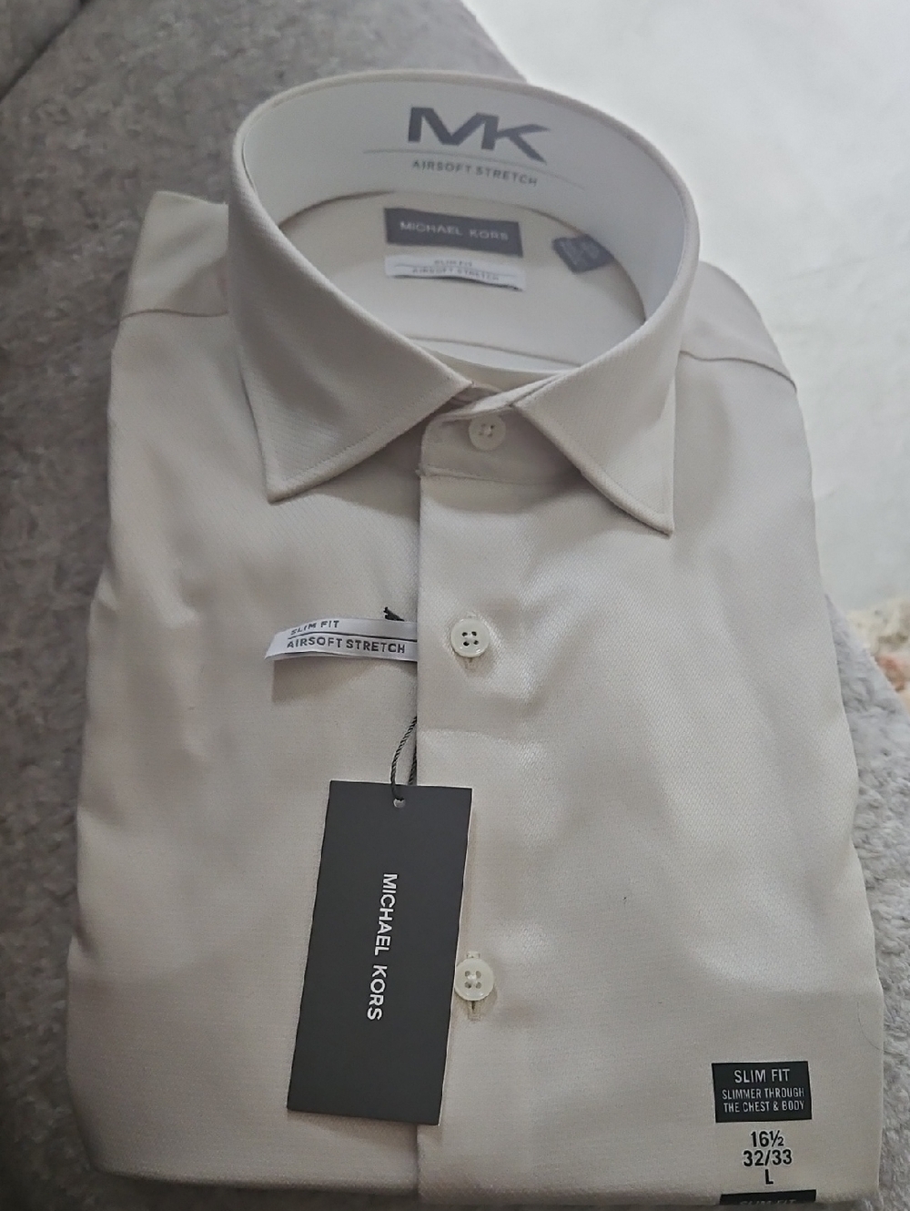 Michael Kors Men’s Slim Fit Light Cream Dress Shirt